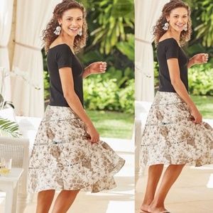 SOFT SURROUNDINGS | Mirrored Sequin Skirt | Ivory, Tan, Grey | Petite Sma…